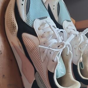 Women's White and Mint Sneakers
